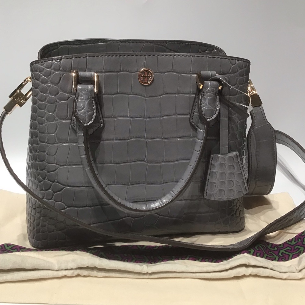 Tory Burch❤️NEW❤️Robinson embossed leather zinc - Picture 6 of 6
